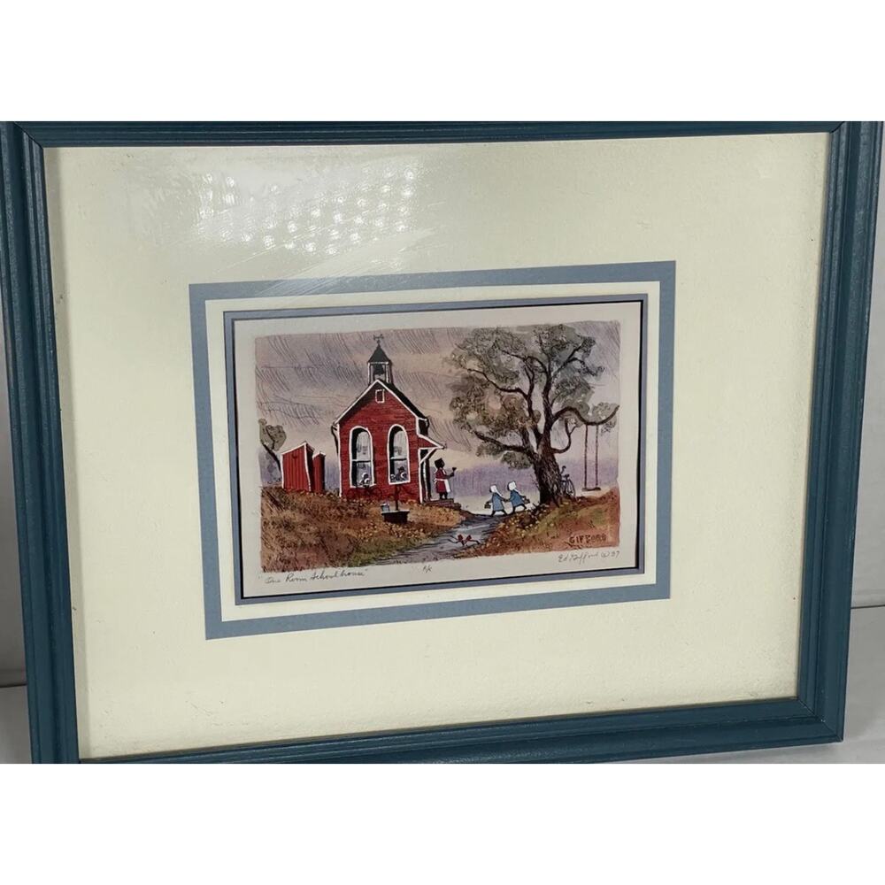 Ed Gifford Signed and Framed 1987 Water Colors Print